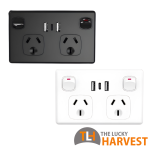 USB Wall Socket Dual Outlet with Type-C and Switch